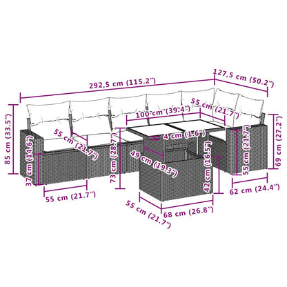 Set Divani da Giardino 7 pz con Cuscini Beige in Polyrattan - homemem39