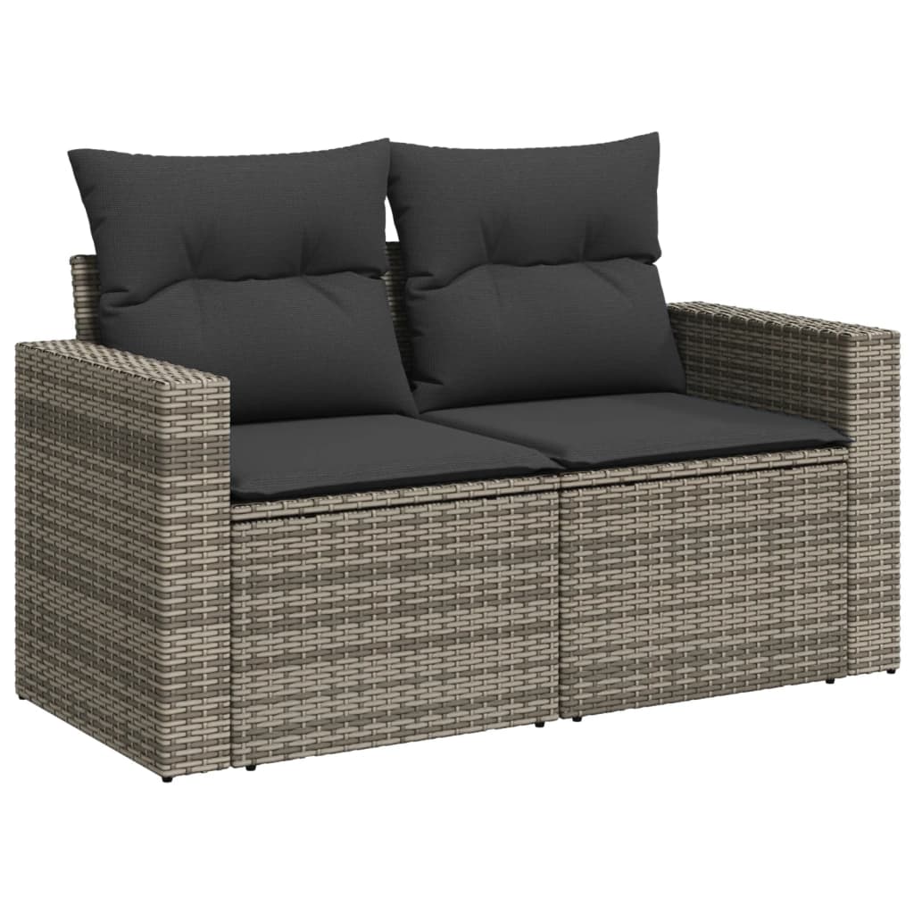 Set Divani da Giardino 7 pz con Cuscini Grigio in Polyrattan - homemem39