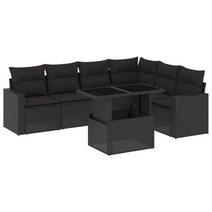 Set Divani da Giardino con Cuscini 7pz Nero Polyrattan - homemem39
