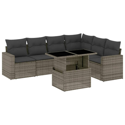 Set Divani da Giardino 7 pz con Cuscini Grigio in Polyrattan - homemem39