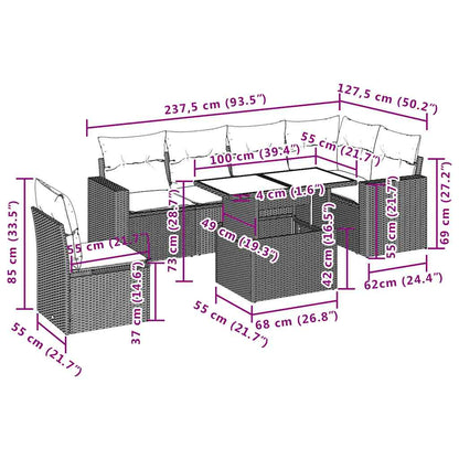 Set Divani da Giardino con Cuscini 7pz Nero Polyrattan | homemem39