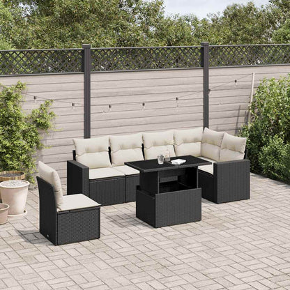 Set Divani da Giardino con Cuscini 7pz Nero Polyrattan - homemem39