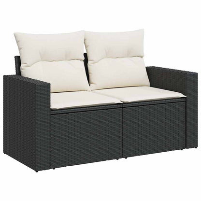 Set Divani da Giardino 9 pz con Cuscini Nero in Polyrattan - homemem39