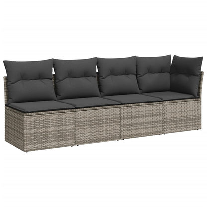 Set Divano da Giardino 9 pz con Cuscini Grigio in Polyrattan