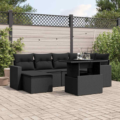 Set Divani da Giardino con Cuscini 7pz Nero Polyrattan | homemem39