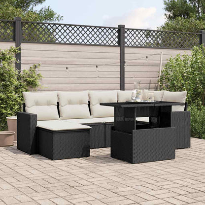 Set Divani da Giardino con Cuscini 7pz Nero Polyrattan | homemem39