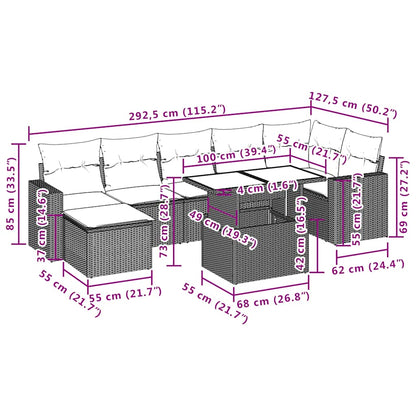 Set Divani da Giardino con Cuscini 8 pz Nero in Polyrattan | homemem39