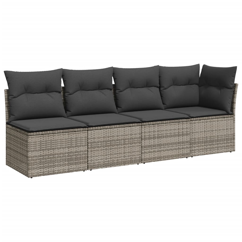 Set Divano da Giardino 8 pz con Cuscini Grigio in Polyrattan