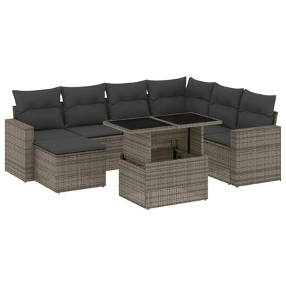 Set Divano da Giardino 8 pz con Cuscini Grigio in Polyrattan