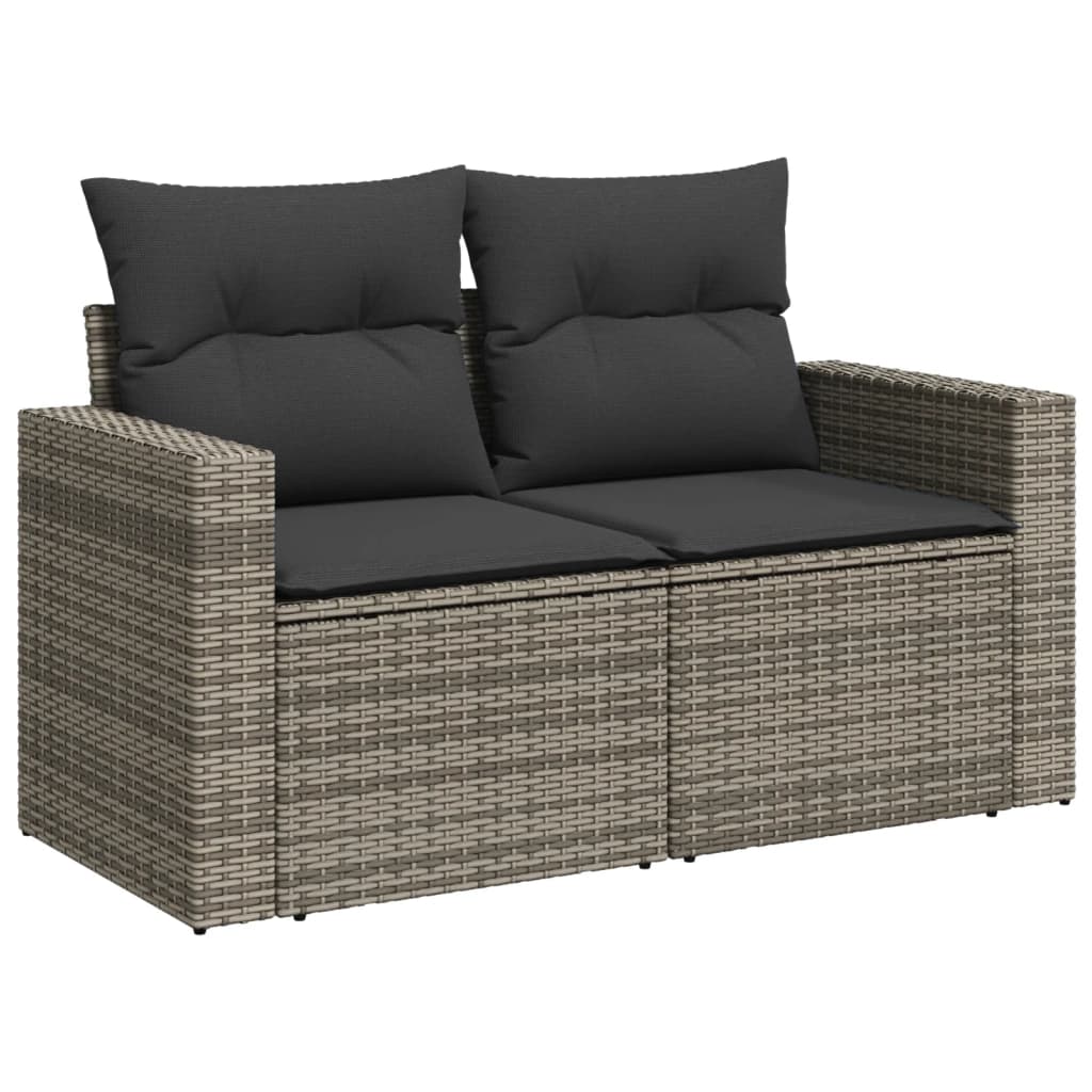 Set Divano da Giardino 8 pz con Cuscini Grigio in Polyrattan