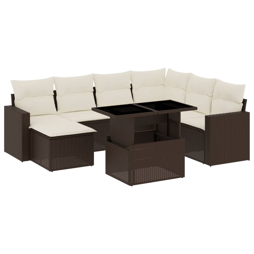 Set Divani da Giardino 8 pz con Cuscini Marrone in Polyrattan - homemem39