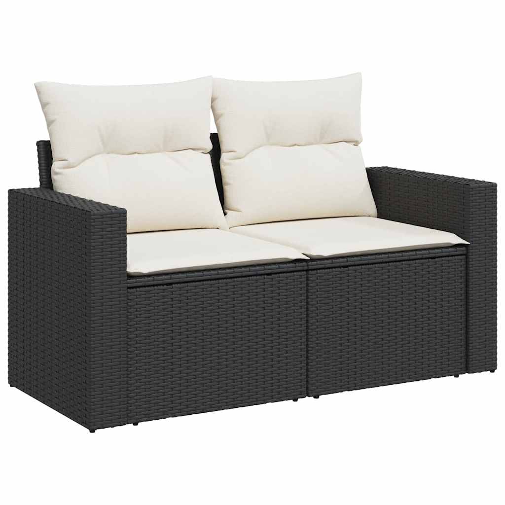 Set Divani da Giardino 9 pz con Cuscini Nero in Polyrattan - homemem39
