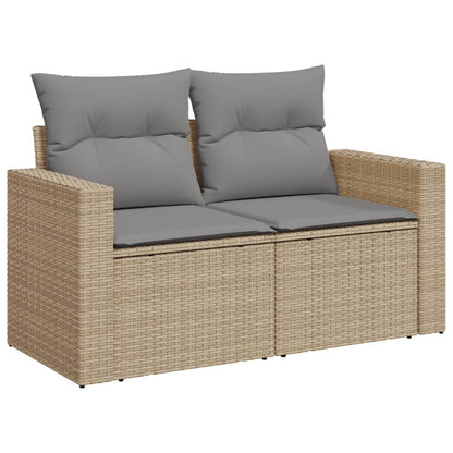 Set Divano da Giardino 9 pz con Cuscini Beige in Polyrattan