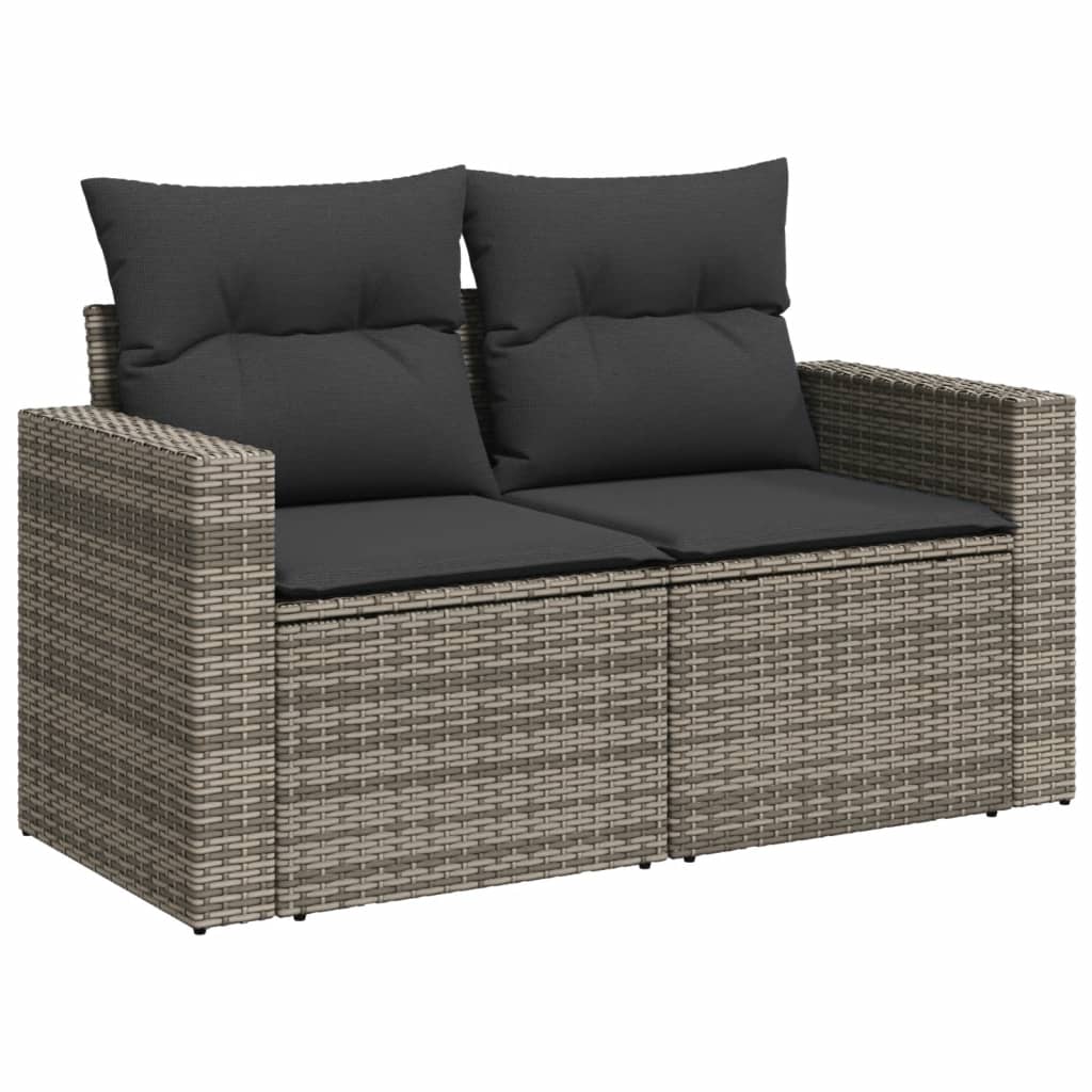 Set Divano da Giardino 9 pz con Cuscini Grigio in Polyrattan - homemem39