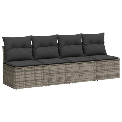 Set Divano da Giardino 10 pz con Cuscini Grigio in Polyrattan | homemem39