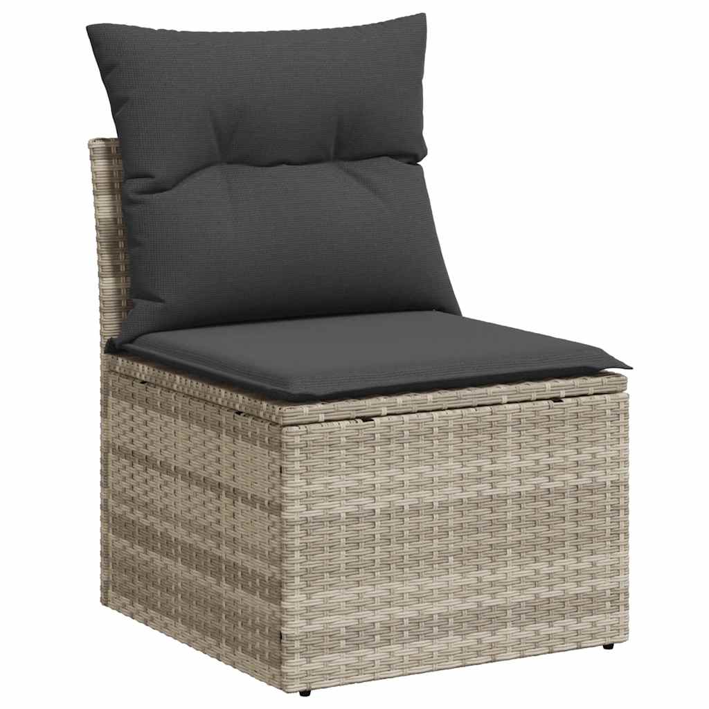 Set Divano Giardino 10 pz con Cuscini Grigio Chiaro Polyrattan | homemem39