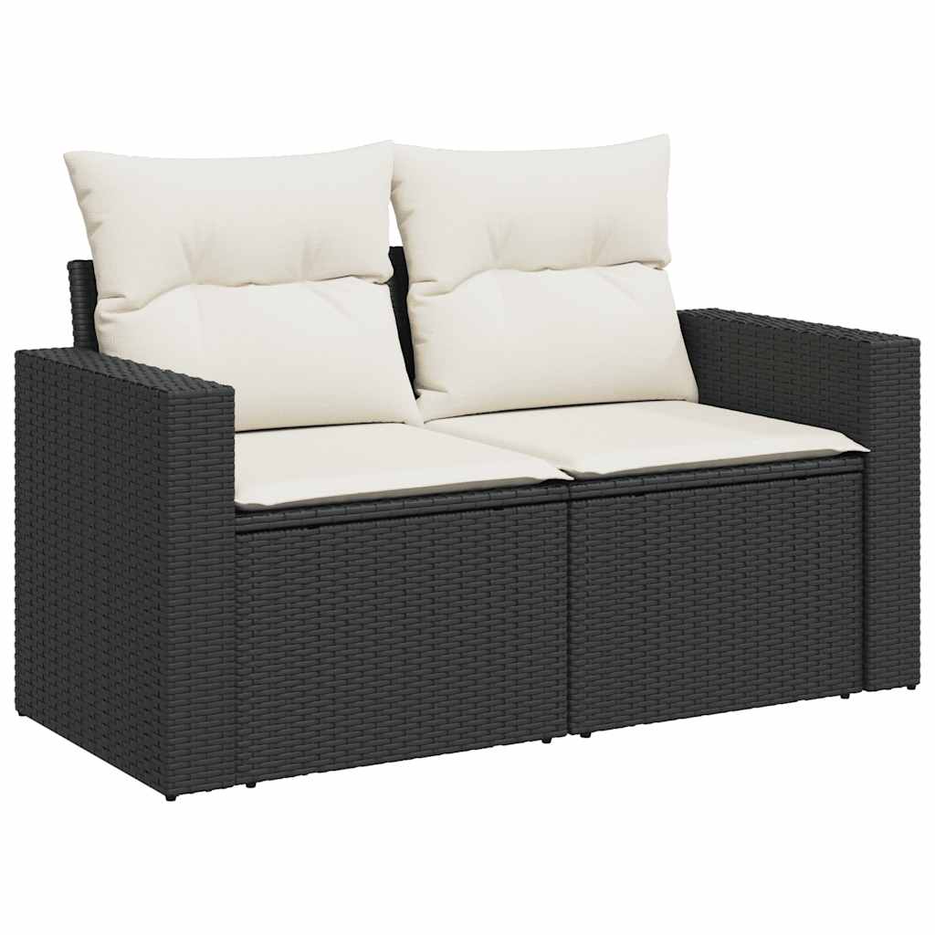 Set Divani da Giardino 11 pz con Cuscini in Polyrattan Nero - homemem39