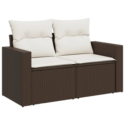 11 pc Garden Sofa Set with Brown Polyrattan Cushions