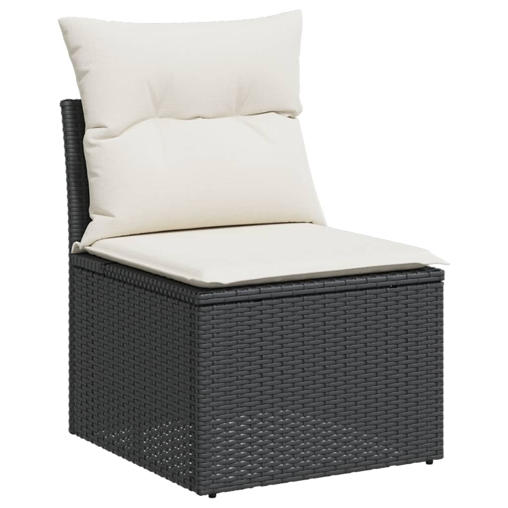 Set Divani da Giardino 5 pz con Cuscini in Polyrattan Nero