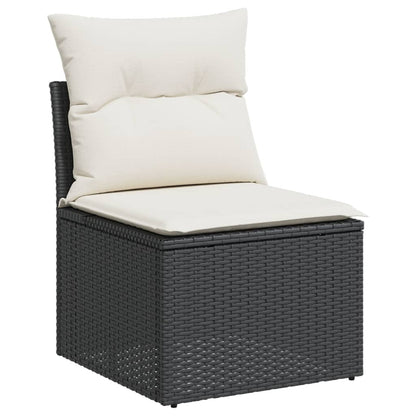 5-teiliges Gartensofa-Set mit schwarzen Polyrattan-Kissen