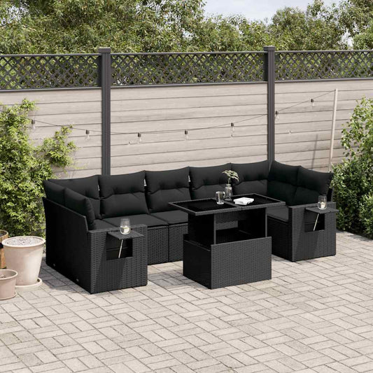 Set Divani da Giardino con Cuscini 8 pz Nero in Polyrattan - homemem39