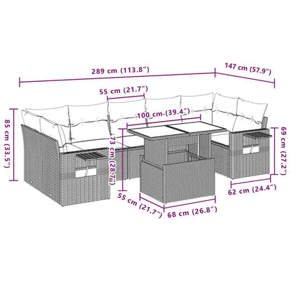 Set Divani da Giardino con Cuscini 8 pz Nero in Polyrattan | homemem39