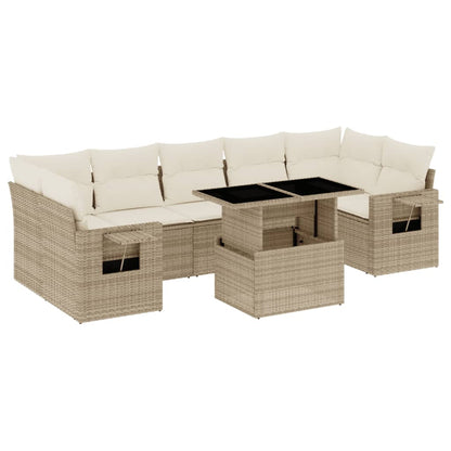 Set Divano da Giardino 8 pz con Cuscini Beige in Polyrattan - homemem39
