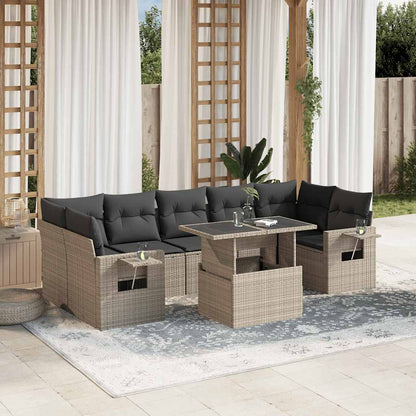 Set Divano da Giardino 8pz con Cuscini Grigio Chiaro Polyrattan - homemem39