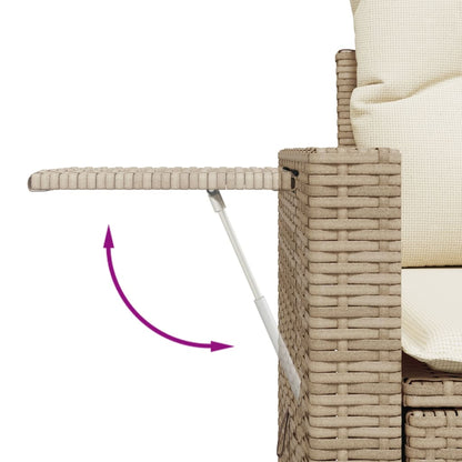 Set Divano da Giardino 9 pz con Cuscini Beige in Polyrattan