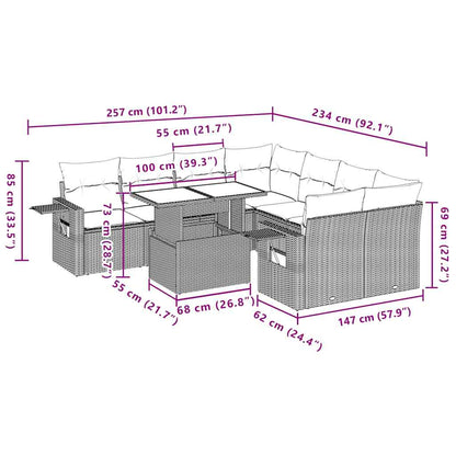 Set Divani da Giardino 9 pz con Cuscini Grigio in Polyrattan | homemem39