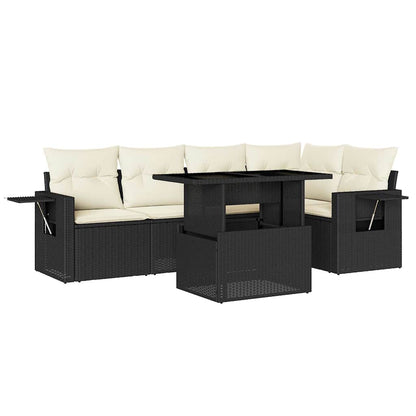 Set Divano da Giardino 6 pz con Cuscini Nero in Polyrattan - homemem39