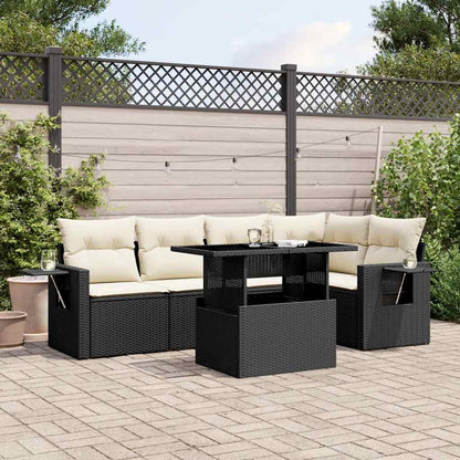 Set Divano da Giardino 6 pz con Cuscini Nero in Polyrattan | homemem39