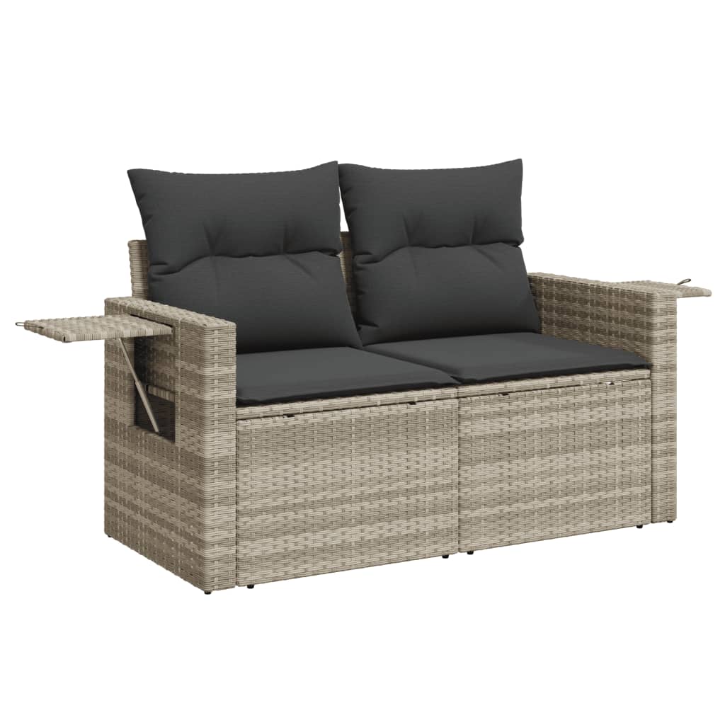 Set Divano da Giardino 6pz con Cuscini Grigio Chiaro Polyrattan