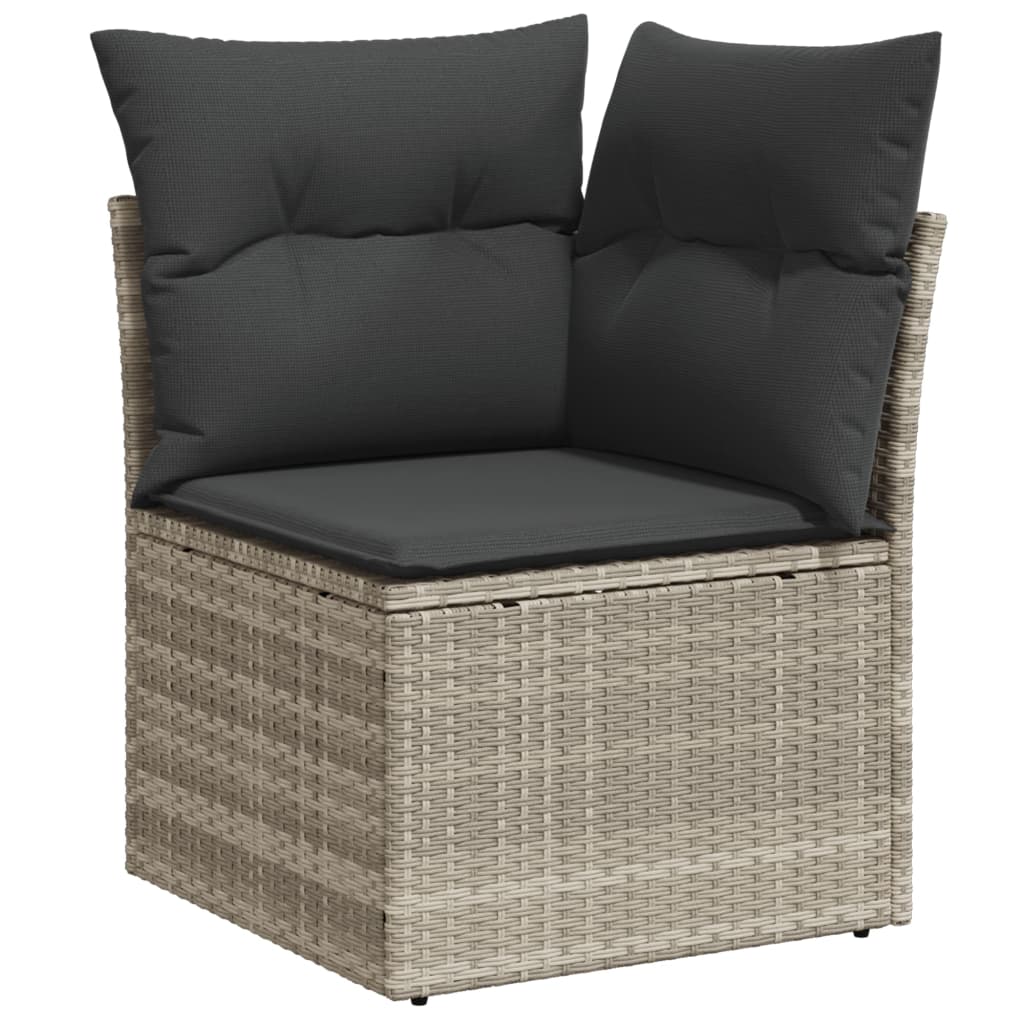 Set Divano da Giardino 6pz con Cuscini Grigio Chiaro Polyrattan