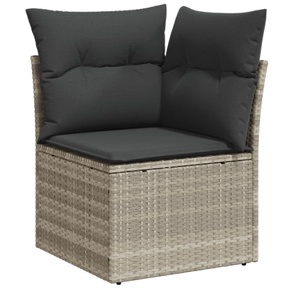 6-teiliges Gartensofa-Set mit hellgrauen Polyrattan-Kissen