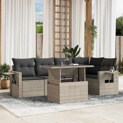 Set Divano da Giardino 6pz con Cuscini Grigio Chiaro Polyrattan - homemem39