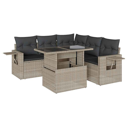 Set Divano da Giardino 6pz con Cuscini Grigio Chiaro Polyrattan - homemem39