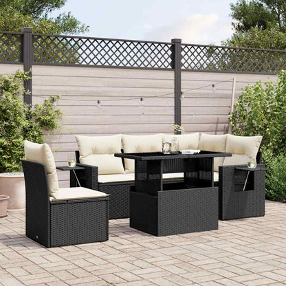 Set Divano da Giardino 6 pz con Cuscini Nero in Polyrattan | homemem39