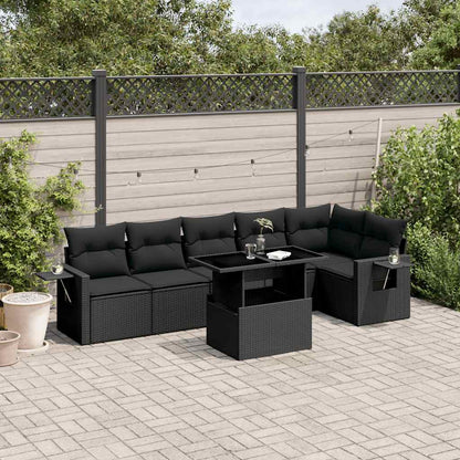 Set Divani da Giardino con Cuscini 7pz Nero Polyrattan - homemem39