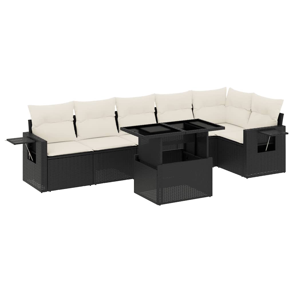 Set Divani da Giardino con Cuscini 7pz Nero Polyrattan - homemem39
