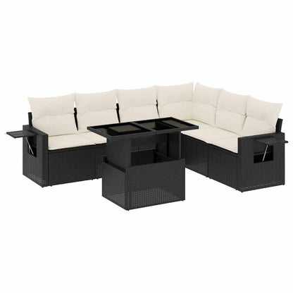 Set Divani da Giardino con Cuscini 7pz Nero Polyrattan - homemem39