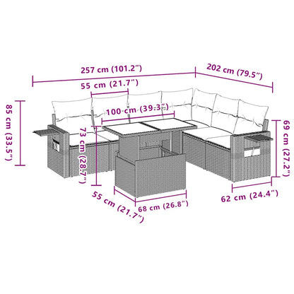 Set Divani da Giardino 7 pz con Cuscini Marrone in Polyrattan | homemem39