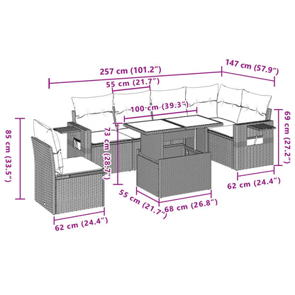 Set Divani da Giardino 7 pz con Cuscini Grigio in Polyrattan | homemem39