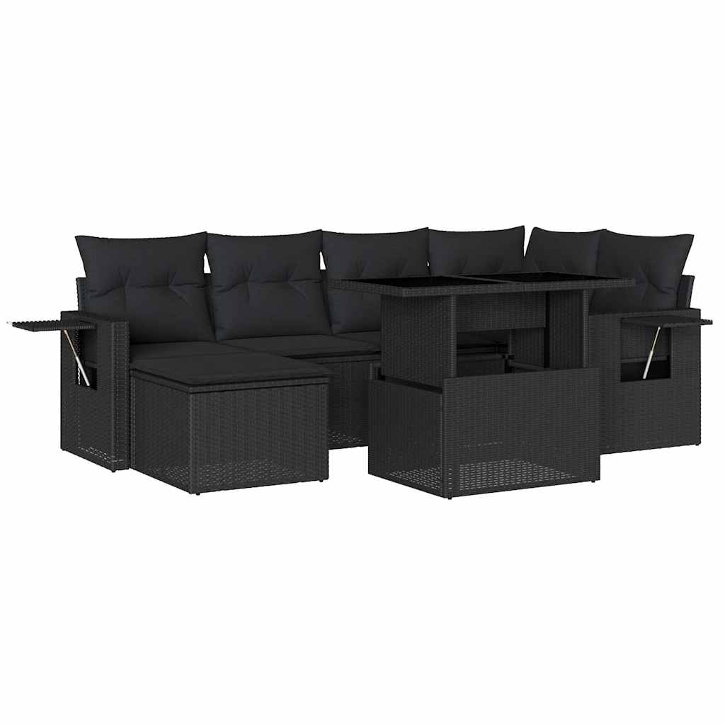 Set Divani da Giardino con Cuscini 7pz Nero Polyrattan - homemem39