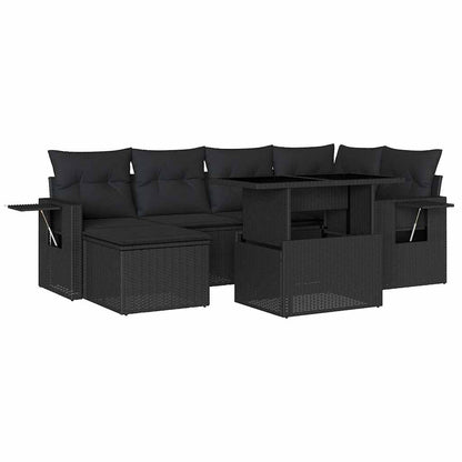 Set Divani da Giardino con Cuscini 7pz Nero Polyrattan - homemem39