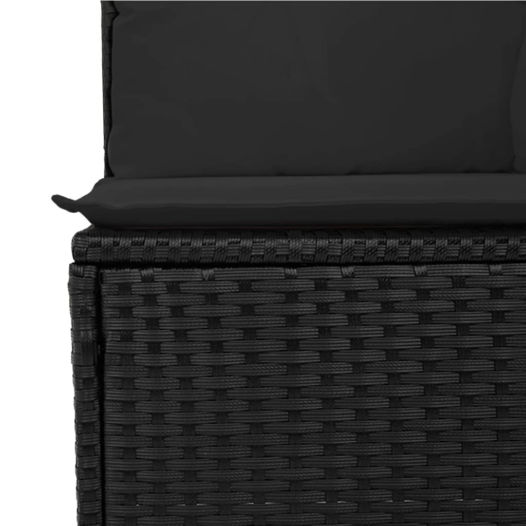 Set Divani da Giardino con Cuscini 7pz Nero Polyrattan