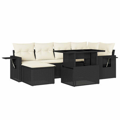 Set Divani da Giardino con Cuscini 7pz Nero Polyrattan | homemem39