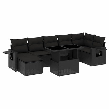 Set Divani da Giardino con Cuscini 8 pz Nero in Polyrattan - homemem39
