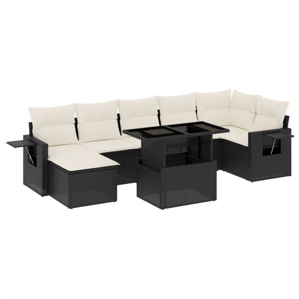 Set Divani da Giardino con Cuscini 8 pz Nero in Polyrattan - homemem39