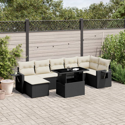 Set Divani da Giardino con Cuscini 8 pz Nero in Polyrattan - homemem39